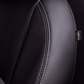 9 449 р. Чехлы для сидений Lord Autofashion Турин (экокожа, экокожа, 3X, спинка 60/40, 3 Г-образных подголовника) Chery Tiggo 2 (2017-2025) (Черный, вставка серая)  с доставкой в г. Керчь. Увеличить фотографию 5