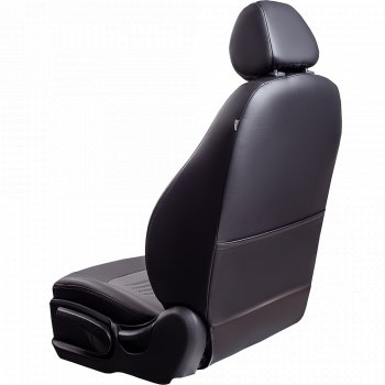 9 449 р. Чехлы для сидений Lord Autofashion Турин (экокожа, экокожа, 3X, спинка 60/40, 3 Г-образных подголовника) Chery Tiggo 2 (2017-2025) (Черный, вставка серая)  с доставкой в г. Керчь. Увеличить фотографию 3