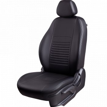 Чехлы для сидений Lord Autofashion Турин (экокожа, 3X, спинка 60/40, 3 Г-образных подголовника) Chery Tiggo 2 (2017-2025) (Черный, вставка черная)