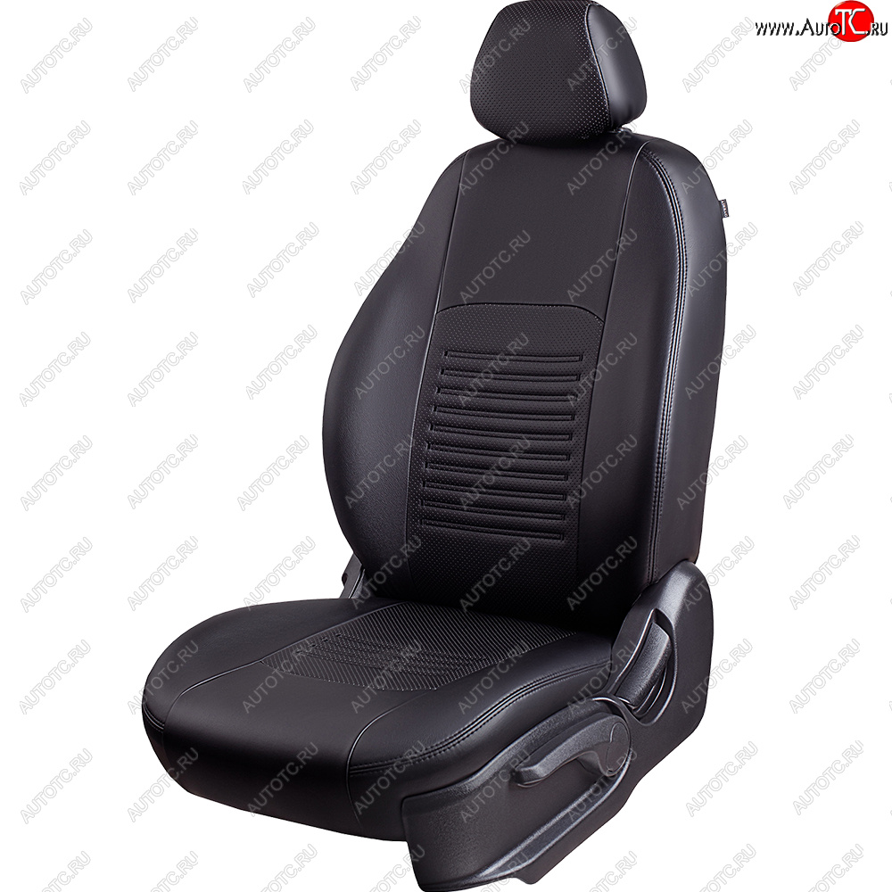 9 449 р. Чехлы для сидений Lord Autofashion Турин (экокожа, 3X, спинка 60/40, 3 Г-образных подголовника)  Chery Tiggo 2 (2017-2025) (Черный, вставка черная)  с доставкой в г. Керчь