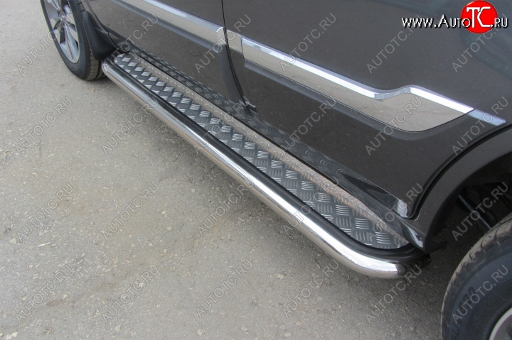11 349 р. Порожки для ног(Ø57 мм с листом, нержавейка) Slitkoff  Chery Tiggo 3 (2014-2020)  с доставкой в г. Керчь