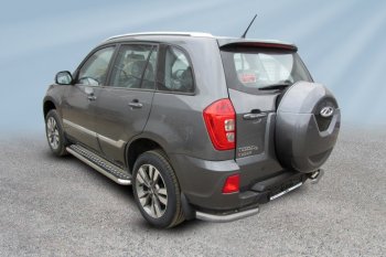 Уголки на задний бампер Slitkoff (Ø 57 мм) Chery Tiggo 3 (2014-2020) (Цвет: серебристый)