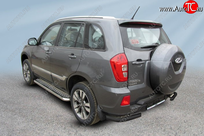 8 699 р. Уголки на задний бампер Slitkoff (Ø 57 мм)  Chery Tiggo 3 (2014-2020) (Цвет: черный)  с доставкой в г. Керчь