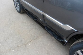 Защита порогов Slitkoff (Ø 76 мм, с проступями) Chery Tiggo 3 (2014-2020) (Цвет: черный)