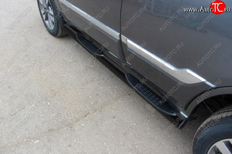 13 199 р. Защита порогов Slitkoff (Ø 76 мм, с проступями)  Chery Tiggo 3 (2014-2020) (Цвет: черный)  с доставкой в г. Керчь
