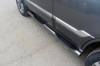 Защита порогов Slitkoff (Ø 76 мм, с проступями) Chery Tiggo 3 (2014-2020) (Цвет: серебристый)