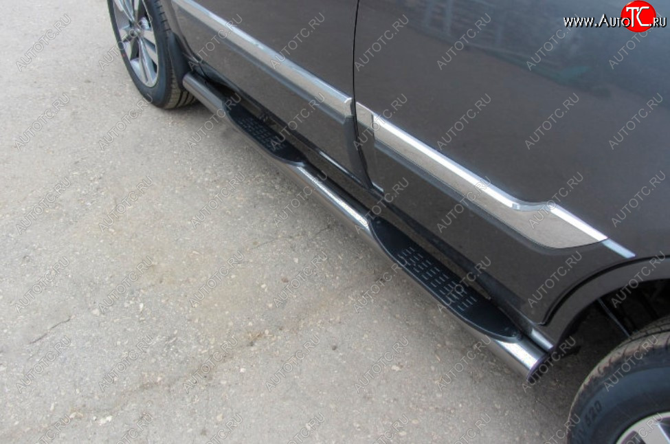 12 399 р. Защита порогов Slitkoff (Ø 76 мм, с проступями)  Chery Tiggo 3 (2014-2020) (Цвет: серебристый)  с доставкой в г. Керчь