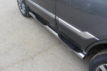 Защита порогов Slitkoff (Ø 76 мм, с проступями) Chery Tiggo 3 (2014-2020) (Полированная нержавейка)