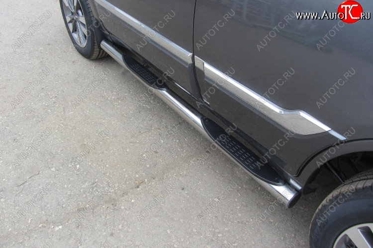 17 699 р. Защита порогов Slitkoff (Ø 76 мм, с проступями)  Chery Tiggo 3 (2014-2020) (Полированная нержавейка)  с доставкой в г. Керчь