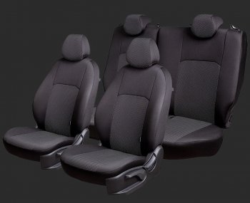 Чехлы для сидений Lord Autofashion Дублин (жаккард, спинка 60/40, 3 Г-образных подголовника) Chery Tiggo 2 - Tiggo 3x (Черный, вставка Ёж Белый)