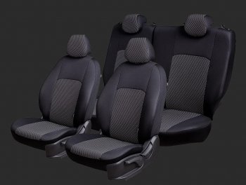 Чехлы для сидений Lord Autofashion Дублин (жаккард, спинка 60/40, 3 Г-образных подголовника) Chery Tiggo 2 - Tiggo 3x (Черный, вставка Прямоугольник черный)