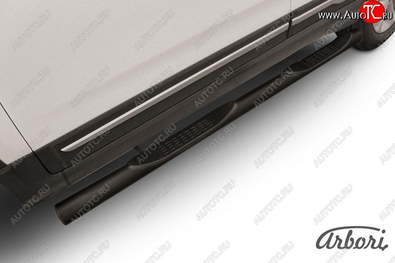7 703 р. Защита штатных порогов Arbori (с проступью, черная, d57 mm). Chery Tiggo 5 (T21) дорестайлинг (2014-2017)  с доставкой в г. Керчь