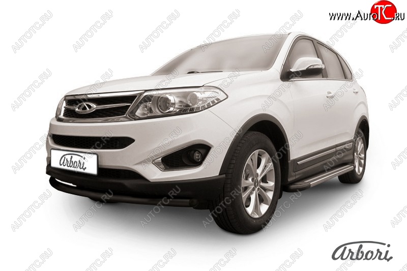 5 669 р. Защита переднего бампера Arbori (1 труба d57 mm). Chery Tiggo 5 (T21) дорестайлинг (2014-2017) (черная)  с доставкой в г. Керчь