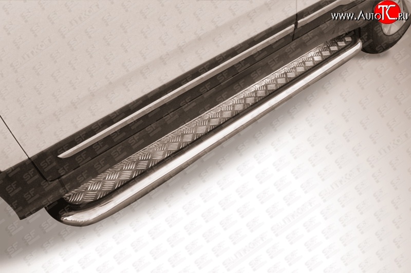 15 349 р. Широкая защита порогов Slitkoff  Chery Tiggo 5  (T21) (2014-2017) дорестайлинг (Нержавейка, Полированная)  с доставкой в г. Керчь