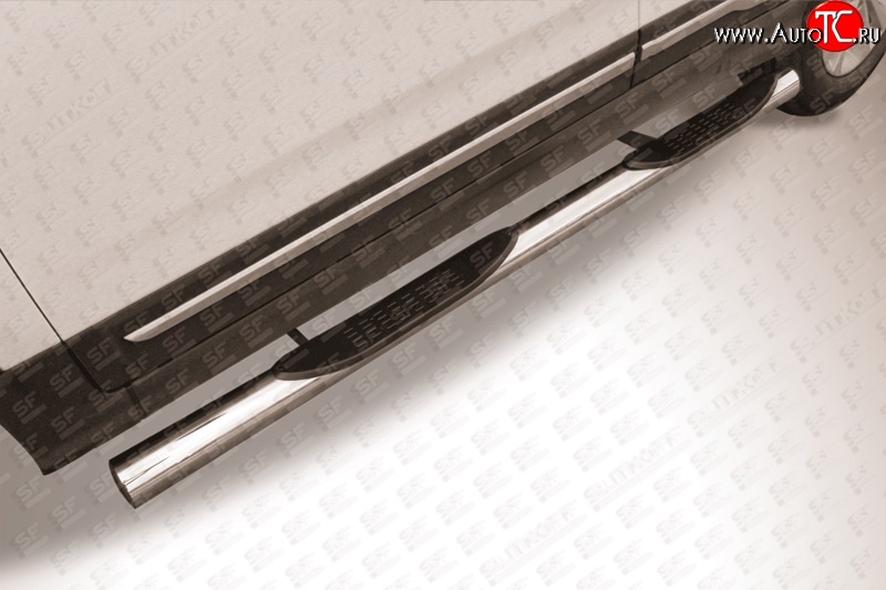 17 699 р. Защита порогов из трубы d76 мм с пластиковыми вставками для ног Slitkoff  Chery Tiggo 5  (T21) (2014-2017) дорестайлинг (Нержавейка, Полированная)  с доставкой в г. Керчь
