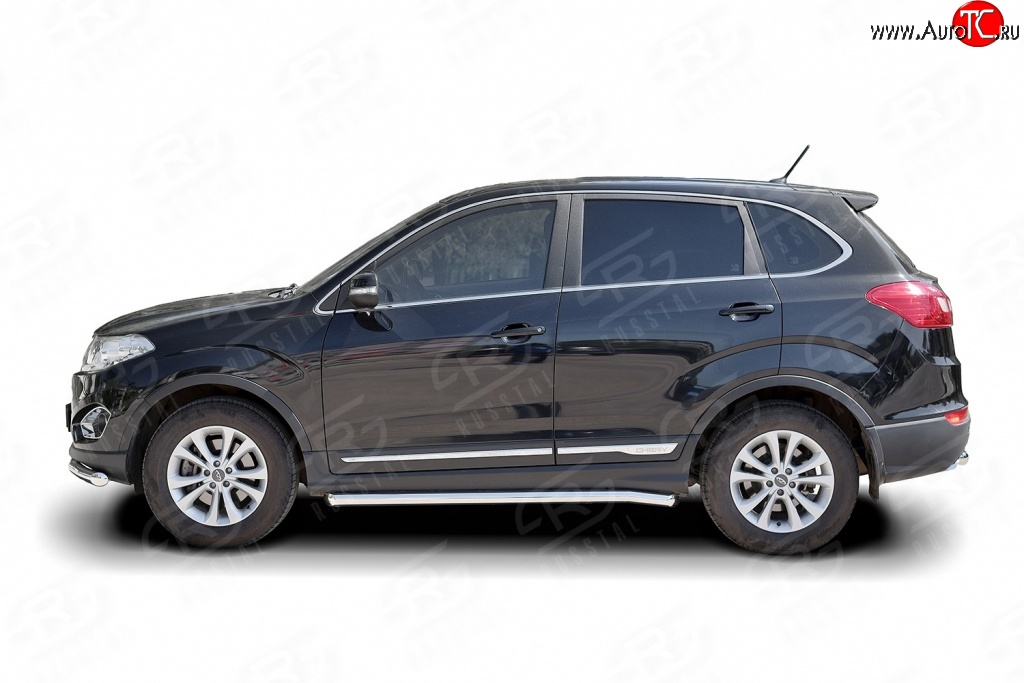 52 949 р. Защита порогов из круглой трубы диаметром 63 мм Russtal Chery Tiggo 5 (T21) дорестайлинг (2014-2017) (Защита порогов с со скосами на торцах (вариант 1))  с доставкой в г. Керчь