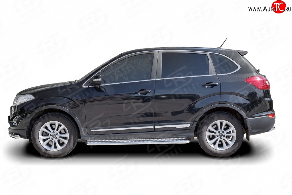 13 399 р. Широкая защита порогов Russtal Chery Tiggo 5 (T21) дорестайлинг (2014-2017) (Защита порогов с со скосами на торцах (вариант 1))  с доставкой в г. Керчь