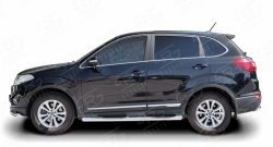 83 999 р. Защита порогов с пластиковыми вставками для ног из круглой трубы диаметром 76 мм Russtal Chery Tiggo 5 (T21) дорестайлинг (2014-2017) (Защита порогов с со скосами на торцах (вариант 1))  с доставкой в г. Керчь. Увеличить фотографию 3