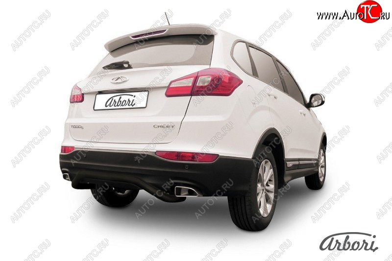 6 029 р. Защита заднего бампера Arbori (скоба, черная, 1 труба d57 mm). Chery Tiggo 5 (T21) дорестайлинг (2014-2017)  с доставкой в г. Керчь