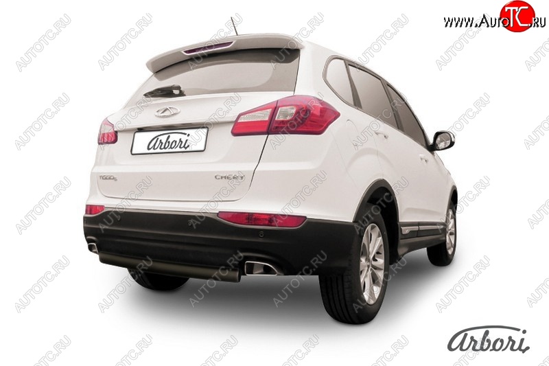 5 399 р. Защита заднего бампера Arbori (черная, 1 труба d57 mm). Chery Tiggo 5 (T21) дорестайлинг (2014-2017)  с доставкой в г. Керчь