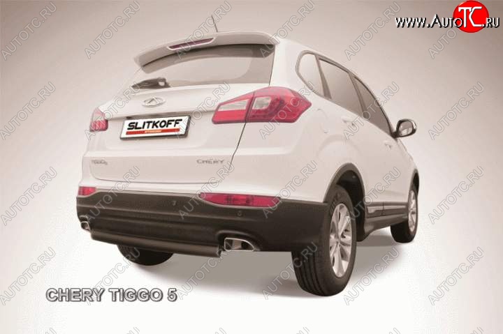 4 999 р. Защита заднего бампера d57 Slitkoff  Chery Tiggo 5  (T21) (2014-2017) дорестайлинг (Цвет: серебристый)  с доставкой в г. Керчь