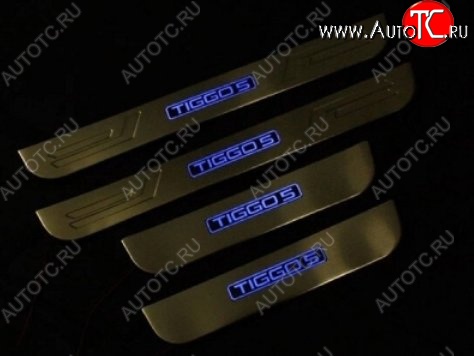 4 749 р. Накладки на порожки автомобиля CT Chery Tiggo 5 (T21) рестайлинг (2017-2020)  с доставкой в г. Керчь