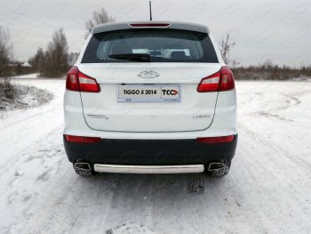 Защита заднего бампера (овальная) ТСС (нержавейка d75х42 мм) Chery Tiggo 5  (T21) (2014-2020) дорестайлинг, рестайлинг