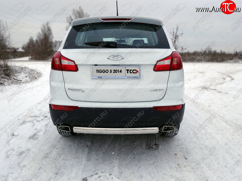 17 299 р. Защита заднего бампера (овальная) ТСС (нержавейка d75х42 мм)  Chery Tiggo 5  (T21) (2014-2020) дорестайлинг, рестайлинг  с доставкой в г. Керчь
