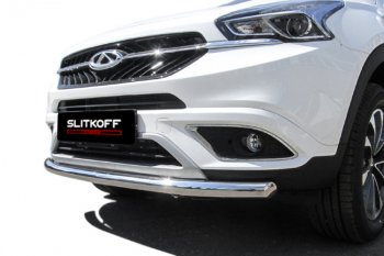 10 849 р. Защита переднего бампера Slitkoff (Ø 57 мм)  Chery Tiggo 7 (2016-2020) (Полированная нержавейка)  с доставкой в г. Керчь. Увеличить фотографию 3