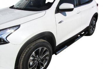 17 899 р. Защита порогов Slitkoff (Ø 76 мм, с проступями)  Chery Tiggo 7 (2016-2020) (Полированная нержавейка)  с доставкой в г. Керчь. Увеличить фотографию 2