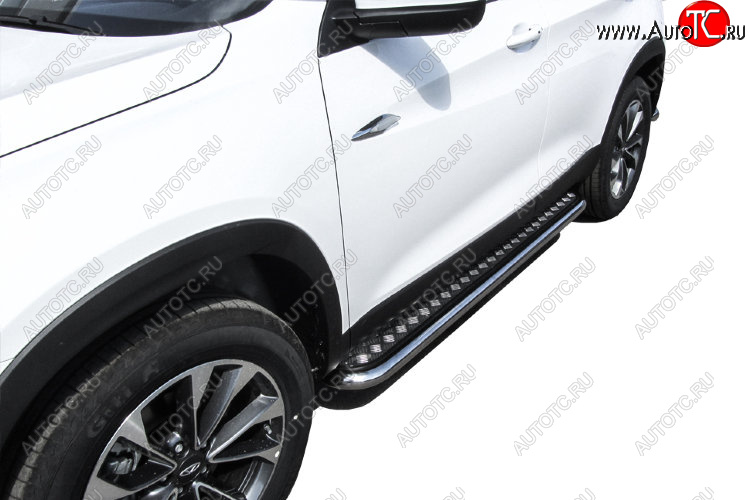 17 899 р. Защита порогов Slitkoff (Ø 57 мм, с листом) Chery Tiggo 7 (2016-2020)  с доставкой в г. Керчь