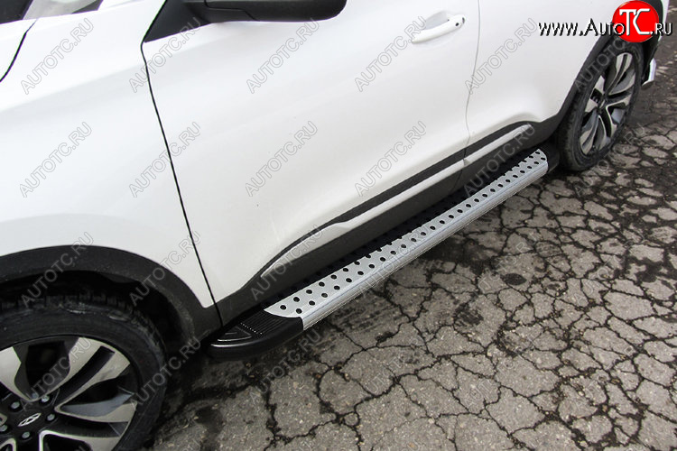 17 399 р. Пороги алюминиевые Slitkoff  Chery Tiggo 4 (2018-2023) 1-ый рестайлинг (Standart Silver)  с доставкой в г. Керчь