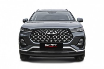 Защита переднего бампера Slitkoff (Ø 57 мм). Chery Tiggo 7 PRO - Tiggo 7 Pro Max  T1E (Цвет: черный)