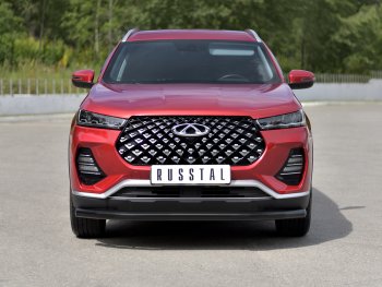Защита переднего бампера (Ø63 мм, с полимерным покрытием) SLITKOFF Chery Tiggo 7 PRO (2019-2025) (черная)