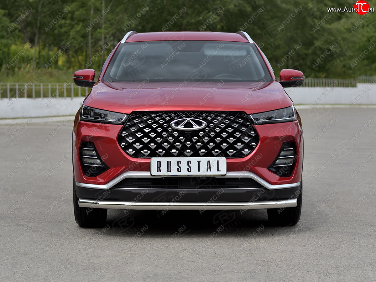 14 549 р. Защита переднего бампера (Ø63 мм, нержавейка) SLITKOFF Chery Tiggo 7 PRO (2019-2025)  с доставкой в г. Керчь