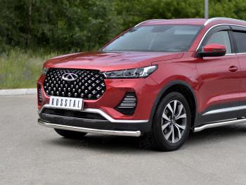 14 549 р. Защита переднего бампера (Ø63 мм, нержавейка) SLITKOFF Chery Tiggo 7 PRO (2019-2025)  с доставкой в г. Керчь. Увеличить фотографию 2