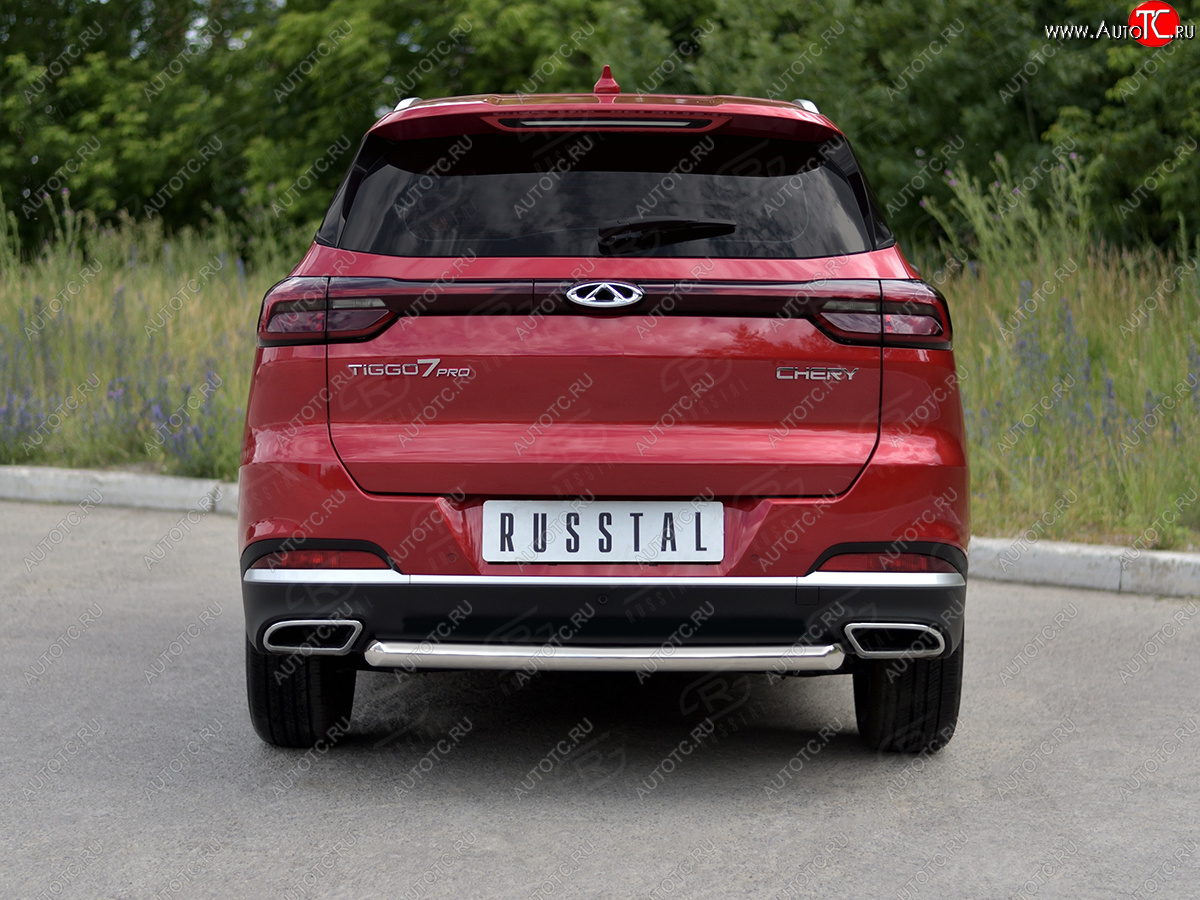 13 999 р. Защита заднего бампера (Ø63 мм, дуга, нержавейка) SLITKOFF  Chery Tiggo 7 PRO (2019-2025)  с доставкой в г. Керчь