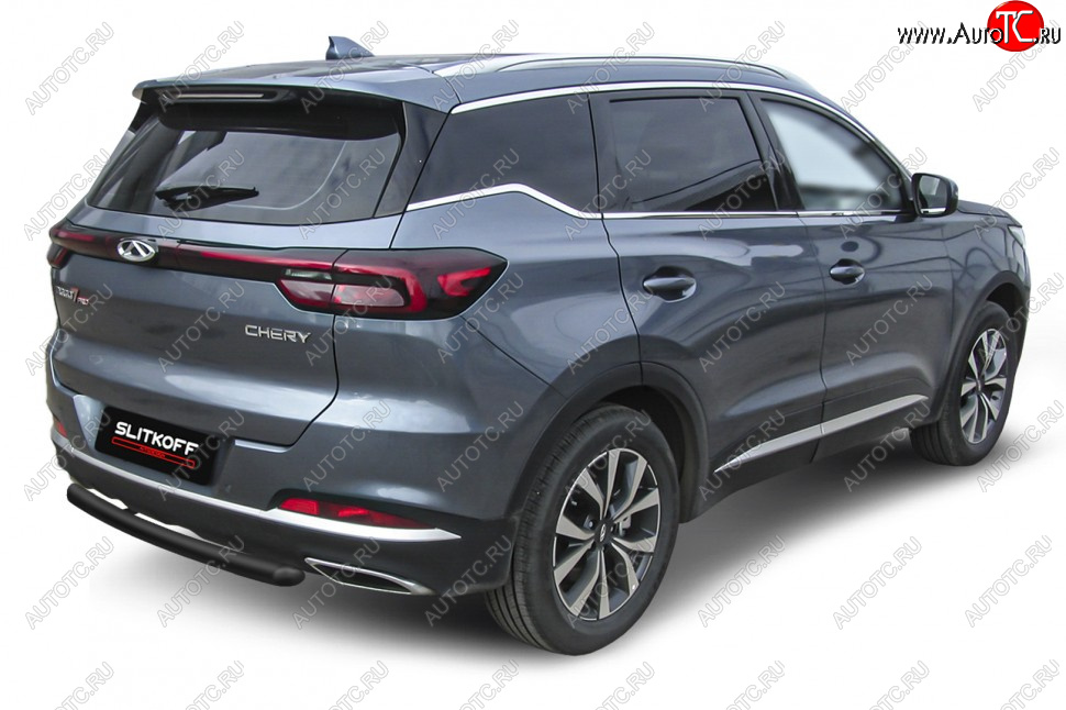 7 299 р. Защита заднего бампера Slitkoff (Ø 57 мм)  Chery Tiggo 7 PRO - Tiggo 7 Pro Max  T1E (Цвет: черный)  с доставкой в г. Керчь