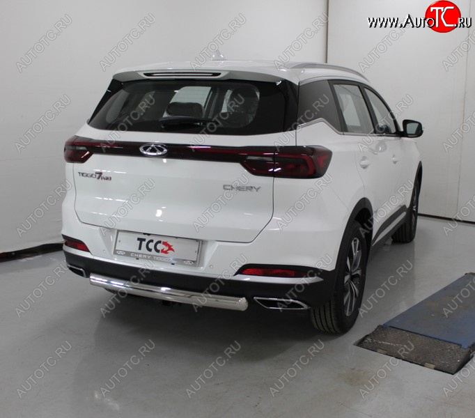 20 549 р. Защита заднего бампера (овальная, 2WD) ТСС 75х42 мм  Chery Tiggo 7 PRO (2019-2025)  с доставкой в г. Керчь