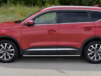 23 749 р. Защита порогов (Ø75х42 мм, с проступью) Russtal Chery Tiggo 7 PRO (2019-2025)  с доставкой в г. Керчь. Увеличить фотографию 2