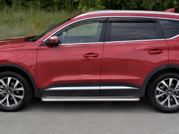 29 699 р. Порожки для ног SLITKOFF (Ø42 мм)  Chery Tiggo 7 PRO (2019-2025) (Профиль - нержавейка, лист - нержавейка)  с доставкой в г. Керчь. Увеличить фотографию 2
