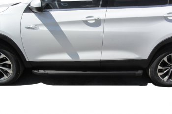 13 349 р. Пороги алюминиевые Slitkoff  Chery Tiggo 7 - Tiggo 7 PRO (Optima Black )  с доставкой в г. Керчь. Увеличить фотографию 3