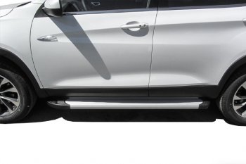 13 349 р. Пороги алюминиевые Slitkoff  Chery Tiggo 7 - Tiggo 7 PRO (Optima Silver)  с доставкой в г. Керчь. Увеличить фотографию 6
