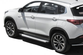 13 349 р. Пороги алюминиевые Slitkoff  Chery Tiggo 7 - Tiggo 7 PRO (Optima Silver)  с доставкой в г. Керчь. Увеличить фотографию 3