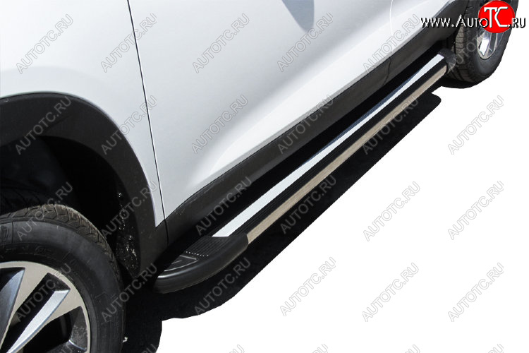 11 299 р. Пороги алюминиевые Slitkoff  Chery Tiggo 7 - Tiggo 7 PRO (Luxe Black)  с доставкой в г. Керчь