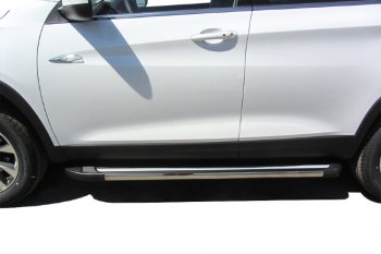 11 299 р. Пороги алюминиевые Slitkoff  Chery Tiggo 7 - Tiggo 7 PRO (Luxe Black)  с доставкой в г. Керчь. Увеличить фотографию 2