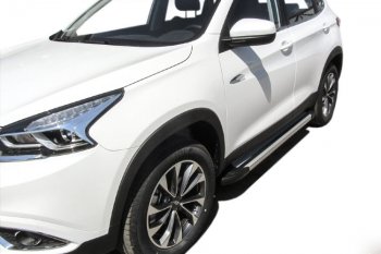 10 699 р. Пороги алюминиевые Slitkoff  Chery Tiggo 7 - Tiggo 7 PRO (Luxe Silver)  с доставкой в г. Керчь. Увеличить фотографию 3