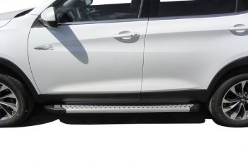 17 399 р. Пороги алюминиевые Slitkoff  Chery Tiggo 7 - Tiggo 7 PRO (Standart Silver)  с доставкой в г. Керчь. Увеличить фотографию 2