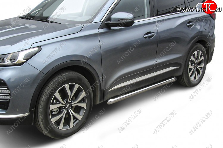 13 999 р. Защита порогов Slitkoff (Ø 76 мм, труба)  Chery Tiggo 7 PRO (2019-2025) (Нержавеющая сталь)  с доставкой в г. Керчь