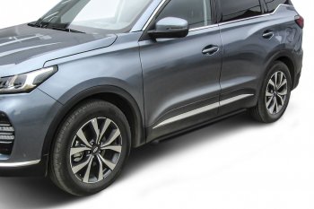 Защита порогов Slitkoff (Ø 57 мм, труба). Chery Tiggo 7 PRO (2019-2025) (Цвет: черный)